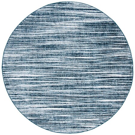 Safavieh 6 ft. 7 in. x 6 ft. 7 in. Lagoon Power Loomed Round Area Rug; Navy & Ivory LGN243N-7R